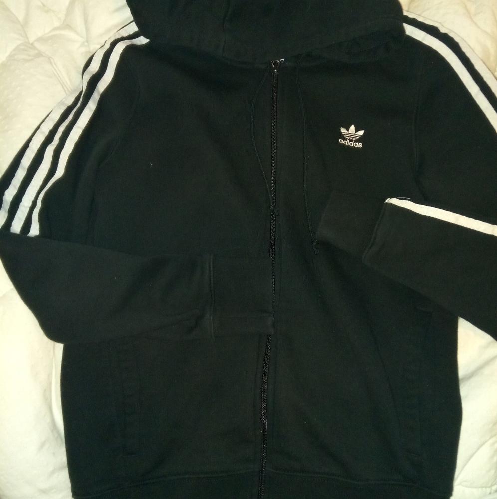 Adidas original three stripe black zip hoodie